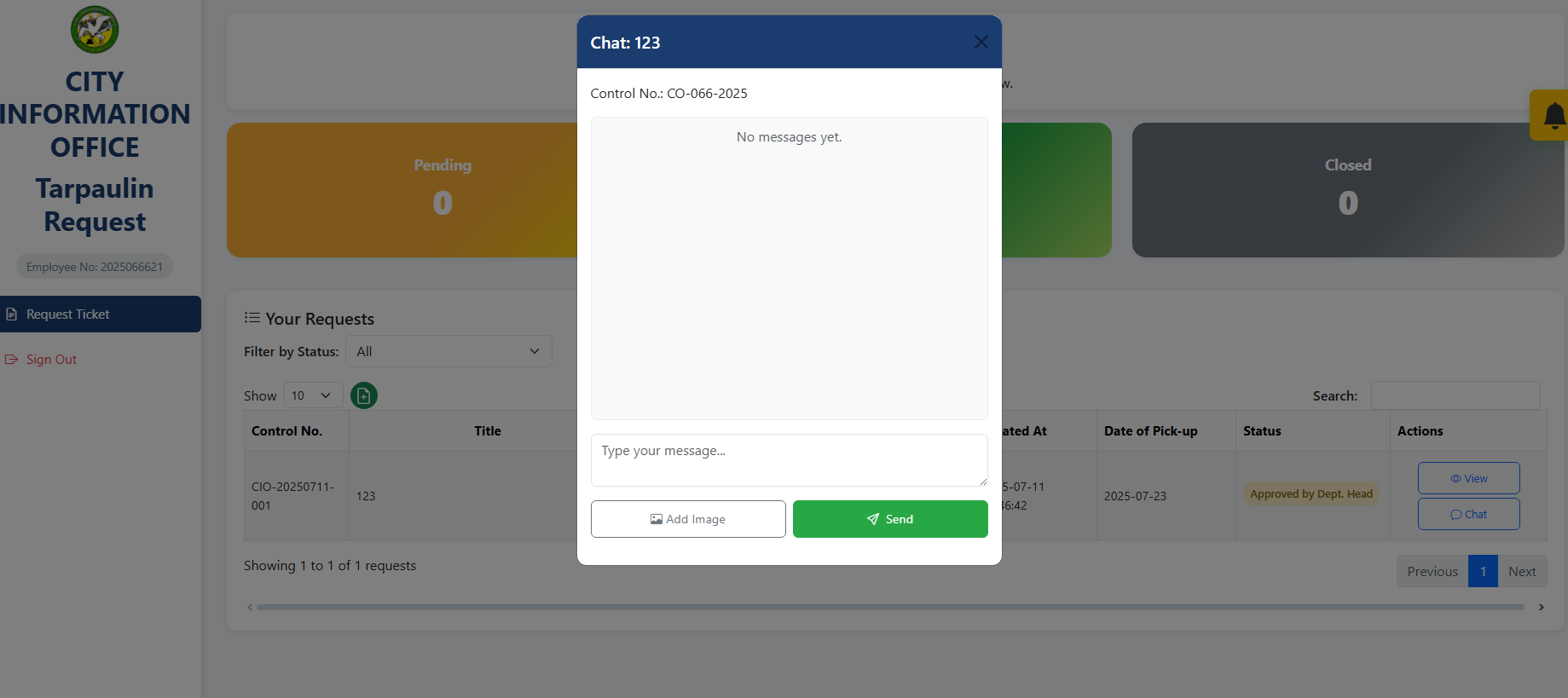 User Chat Interface