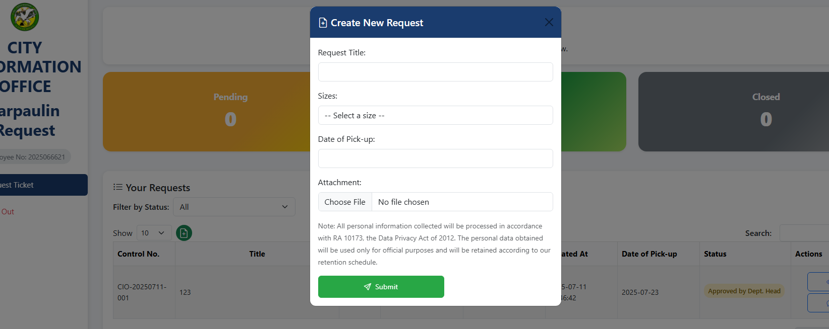 Create Ticket Form